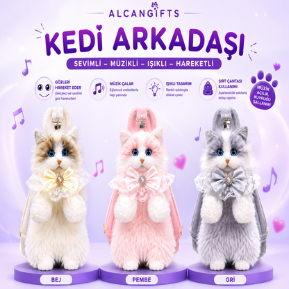 AlcanGifts 🐱 Kedi Arkadaşı – Müzikli Peluş Sırt Çantası